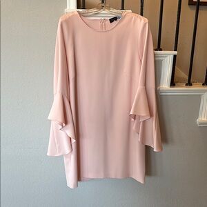 Elegant Pink Ruffle Sleeve Dress